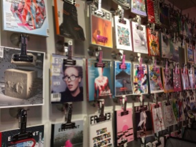 A wall full of magazines